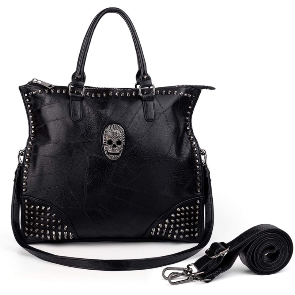 Skull Bag Leather Vegan Rivet Studded Gossip Gothic Style Ladies Purse